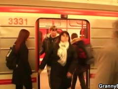 He picks up busty lady in the metro